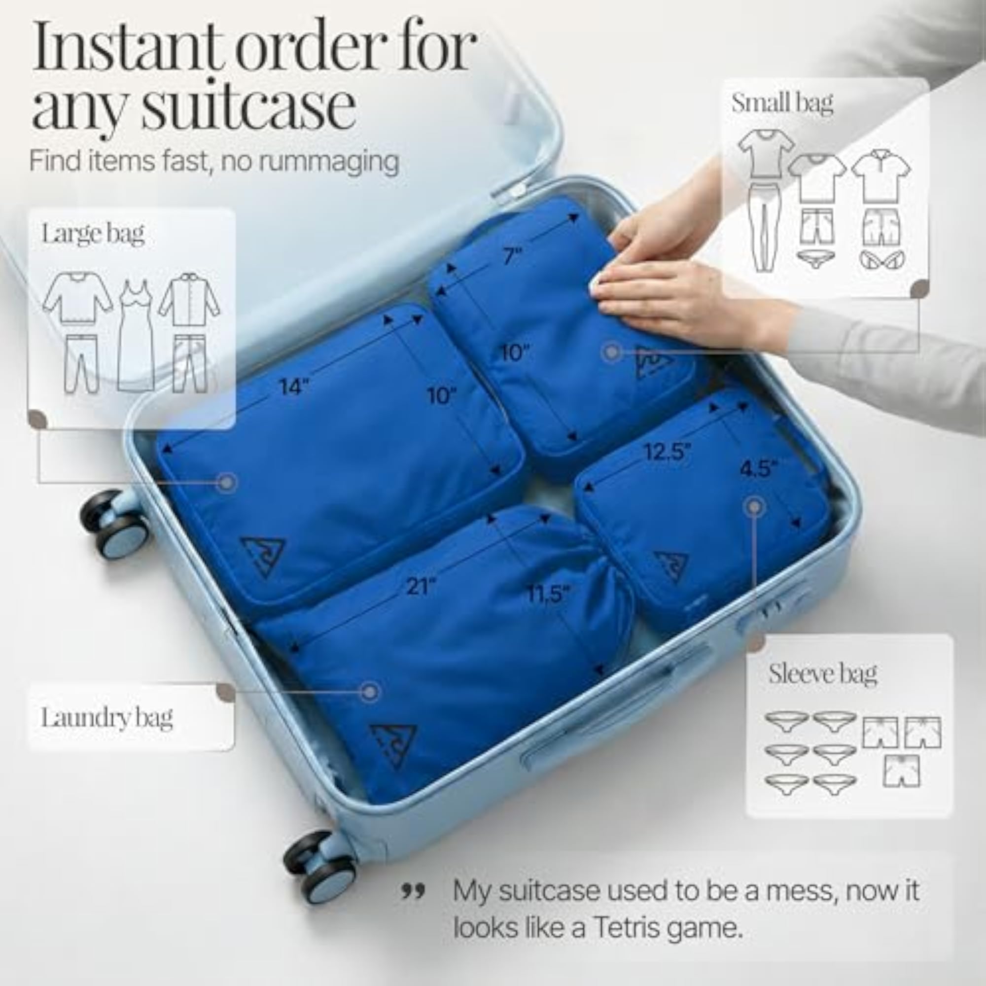 8/4 pc Luxury Compression Packing Cubes & Bags for Travel