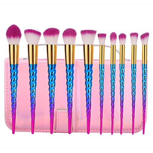 10Pcs Colorful Makeup Brushes Set Eyeshadow Foundation Blush Brush with Storage Bag for Eyeshadow Face Powder Foundation Blush Makeup Brush