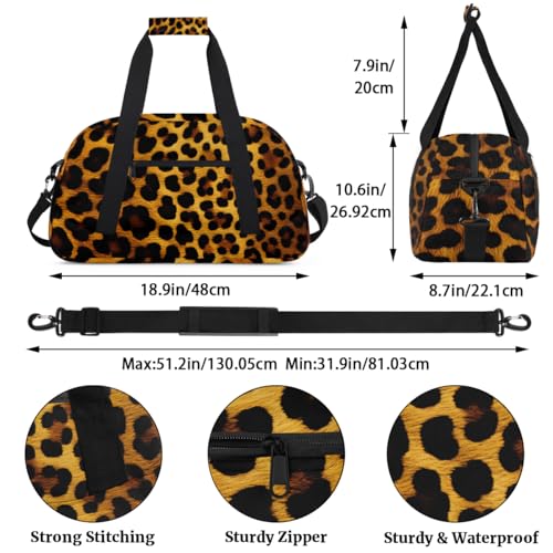 Fashion Print Leopard Personalized Duffel Bag Weekend Overnight Travel Bag Sports Waterproof Gym Bag Lightweight Dance Bag3
