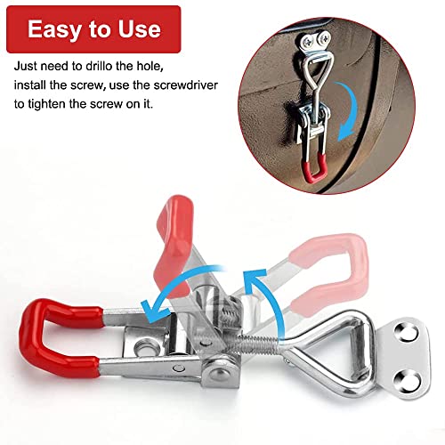 4 stück Spannverschluss Edelstahl, Hebel Verschluss, Kistenverschluß, Kistenverschluss Spannverschluss Eckbefestigung, Toggle Latch, Verstellbar Metall Hebel Verschluss, für Kisten Schrank Schublade