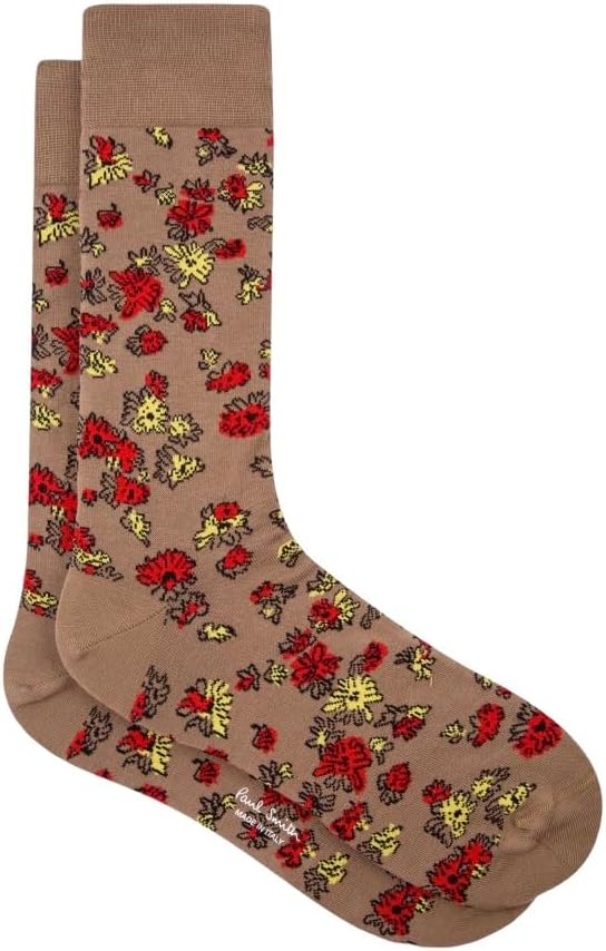 Paul SmithAndy Floral Socks Brown Yellow Red. One Size