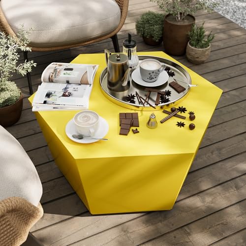 UPHA Outdoor Hexagon Coffee Table, Small Modern Minimalist Accent Tables,