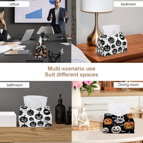 Boîte à mouchoirs Halloween (Lot de 2) - Distributeur de serviettes lavable pour la maison - 7