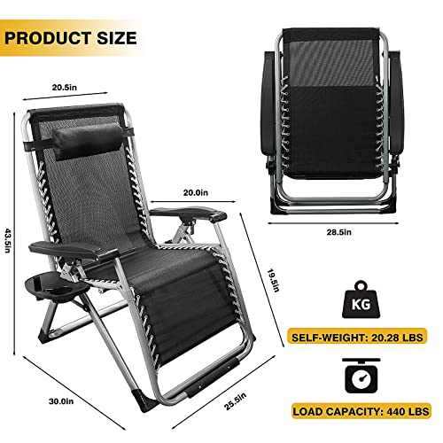 Hey Foly Zero Gravity Chairs Set Of 2, Folding Lounge Chair, Adjustable Recliner Chair Patio Chair Camping Lawn Chair, Removable Padding Outdoor Indoor - Comfortable & Breathable (Black)… #TOP5