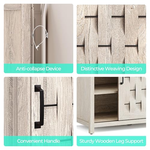 LINSY-Kitchen-Sideboard-Buffet-Cabinet-Coffee-Bar-Cabinet-with-Storage-Farmhouse-Storage-Cabinet-with-Sliding-Barn-Door-and-Adjustable-Shelves-for-Dining-Room-Kitchen-Hallway-Living-Room-Gray LINSY Kitchen Sideboard Buffet Cabinet Coffee Bar Cabinet with Storage Farmhouse Storage Cabinet with Sliding Barn Door and Adjustable Shelves for Dining Room Kitchen Hallway Living Room Gray