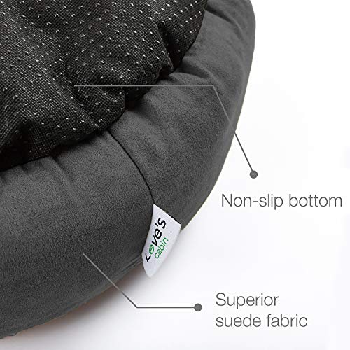 Loves-cabin-Round-Donut-Cat-and-Dog-Cushion-Bed-20in-Pet-Bed-for-Cats-or-Small-Dogs-Anti-Slip-Water-Resistant-Bottom-Super-Soft-Durable-Fabric-Pet-beds-Washable-Luxury-Cat-Dog-Bed-Dark-Grey