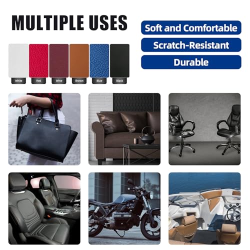 Aootoolink 1 YARD-BLACK Faux Leather Fabric, 54 Inchx36 Inch Thick Durable Synthetic Upholstery Leather Vinyl thumb #5