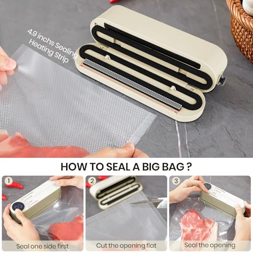 Image of Mini Vacuum Sealer for Food, 3 in 1 Cordless Rechargeable Food Sealer | Dry /Moist Food Storage with 4 Snack Bags, Heat Sealer for Chip Bags, Inflation Pump for Balls /Swim Ring Gift - Green