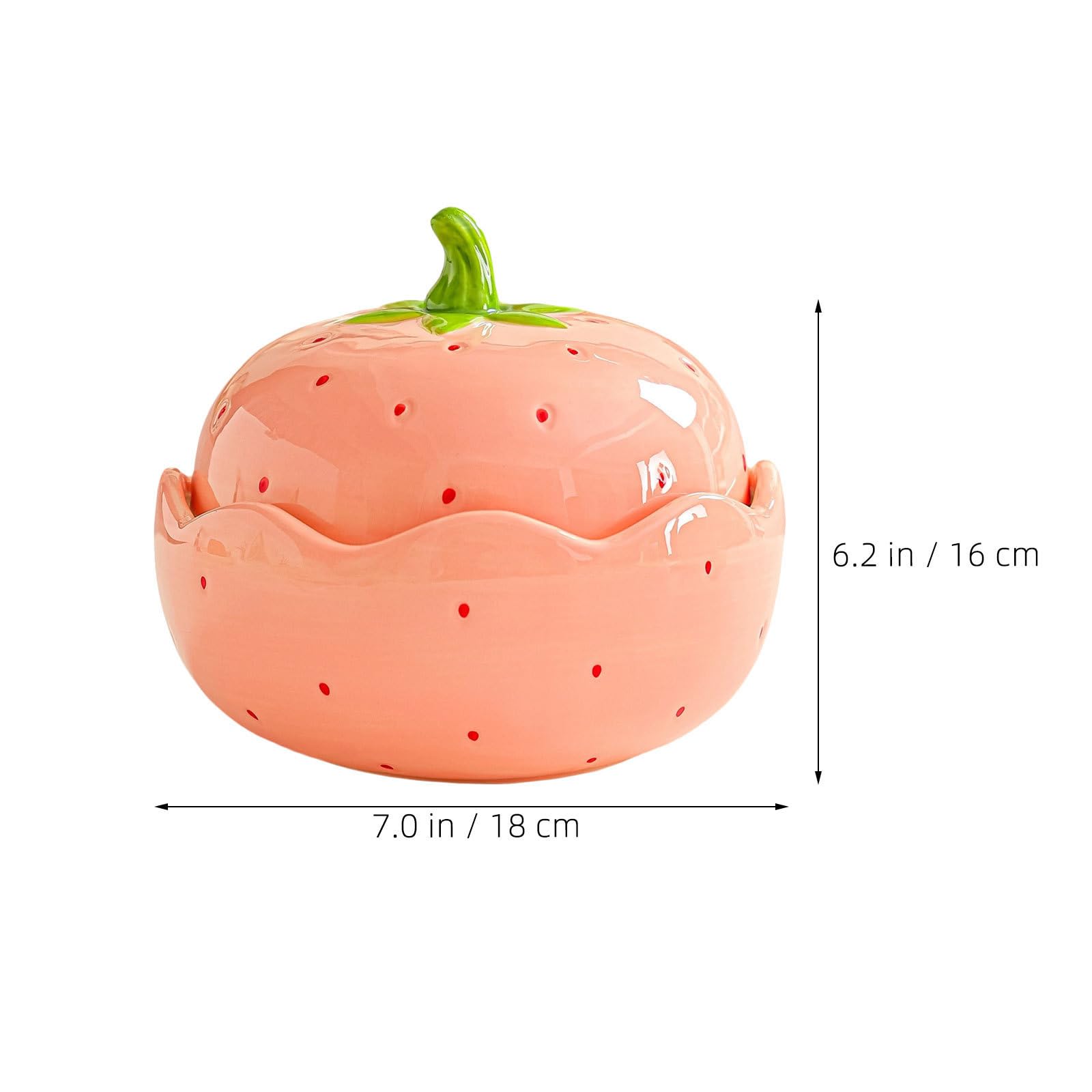 Kichvoe Tazón de Ramen de Cerámica Rosa Fresa con Tapa, 600 Ml | Diseño Decorativo Encantador, Apto para Rutinas Diarias y Trabajo, Conserva el Calor Frescura