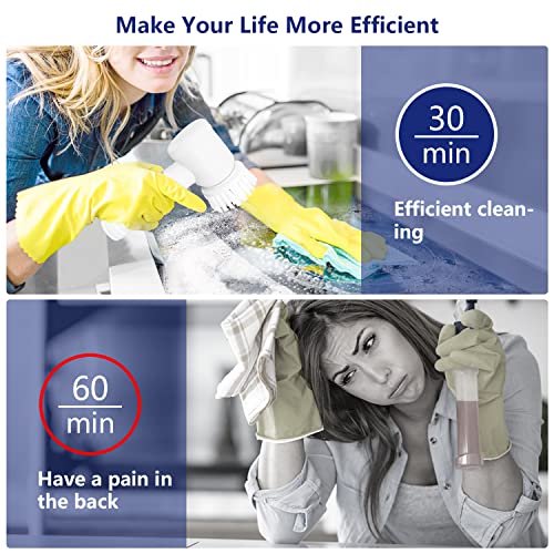 Electric Cleaning Spin Scrubber With 3 Brush Heads, Cordless Powerful Cleaning Brush Household Rechargeable Handheld Shower Cleaner Brush For Bathroom Wall Tiles Floor Bathtub Kitchen #TOP3