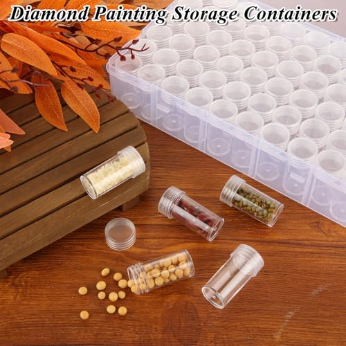 Image of 2Pack 60 Diamond Painting Storage Containers Plastic Bead Organizer Box with Label Sticker, Diamond Art storage Clear Bead Storage Containers Accessories for Seeds Sewing Craft Glitter Rhinestones