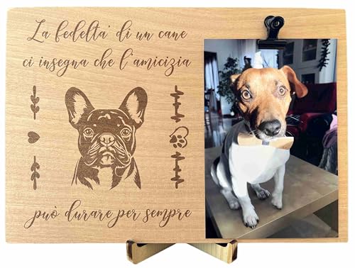 Portafoto in legno cane, Cornice da tavolo, Idea regalo bulldog francese, portafoto di design, idea regalo amanti dei cani, gadget bulldog francese (Bull Dog Francese)