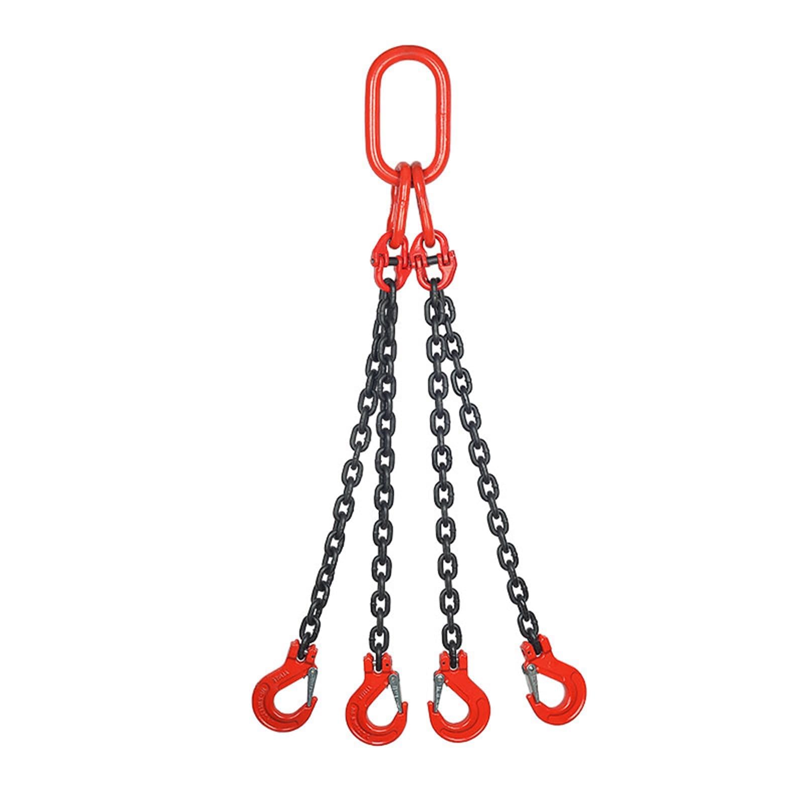 Chaîne de levage à 4 voies en acier de 2t avec crochets de verrouillage antichute