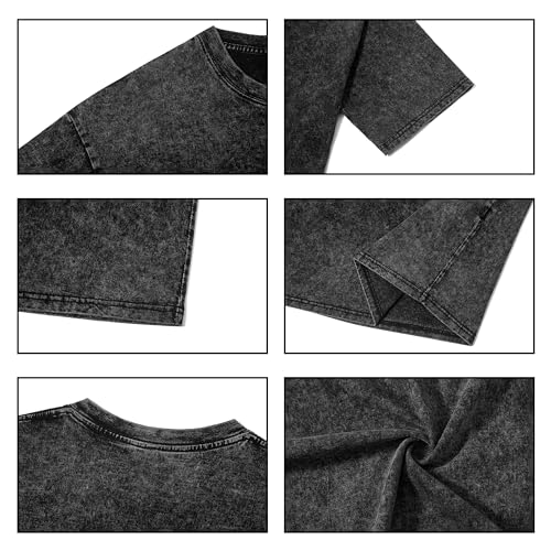 Eadali Men’s Oversized T-Shirts – Washed Cotton Loose Fit Tees, Drop Shoulder Crew Neck, Vintage Baggy Style Streetwear Tops3