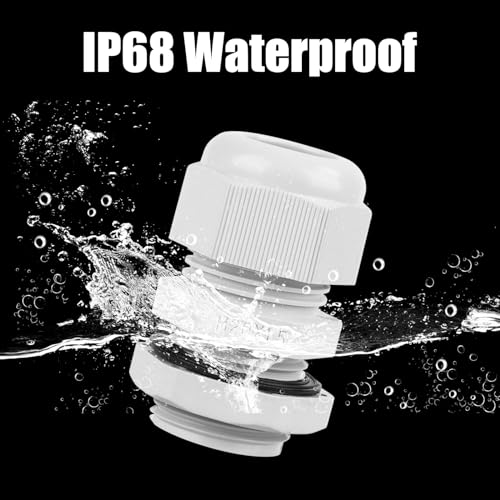 Cable Gland M20, Pack of 15 IP68 Cable Grommet Waterproof Grey Adjustable Cable Glands for Outdoor Garden Control Box Junction Box - Image 4
