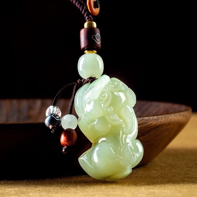 Llavero LLavero de coche auténtico Hetian Jade Pixiu colgante hombres y mujeres colgante joyería, mochila colgante adornos for llaves Llaveros Para Llaves De Coche