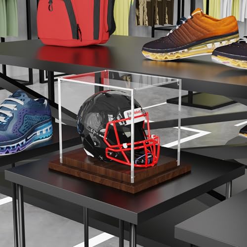 VGMiu Mini Helmet Display Case with Wood Base, Clear Acrylic Football Helmet Display Case Dustproof Box for Helmets, Sports Collectibles, Memorabilia Displays by VGMiu - Image 6