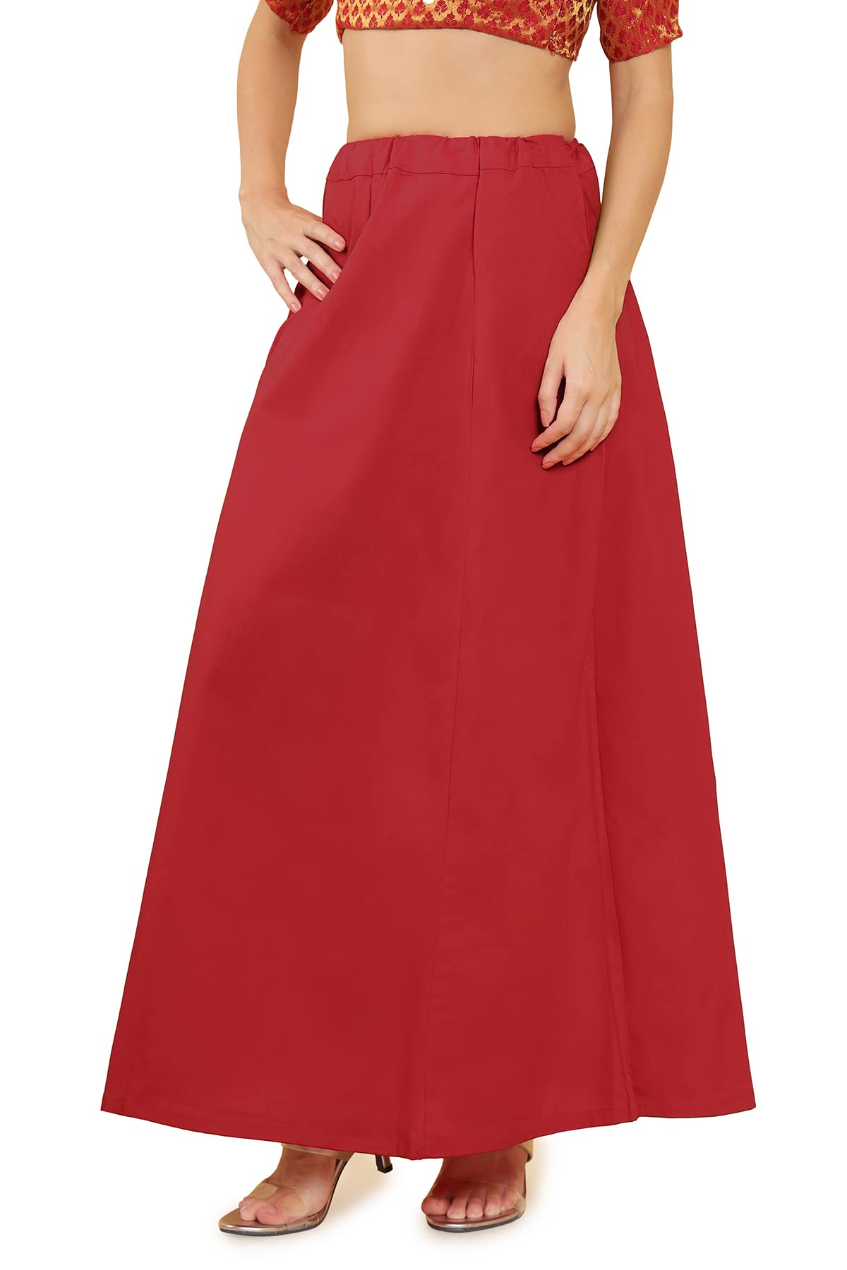 Red Cotton Blend Petticoat-image-17
