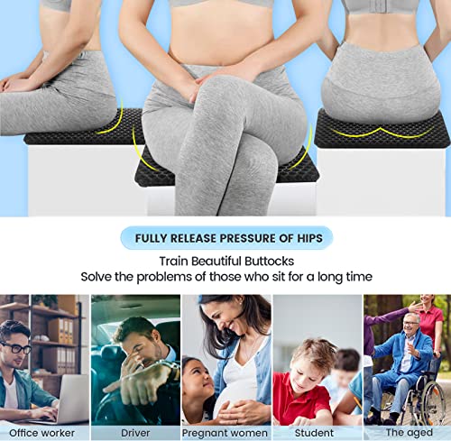 19.7＂ Gel Seat Cushion, Super Large & Thick Office Chair Cushion For Long Sitting - Back Hip Tailbone Pain Relief Cushion, Egg Seat Cushion Desk Chair Pads For Cars Wheelchair - Fits Up To 550 Lbs #TOP5