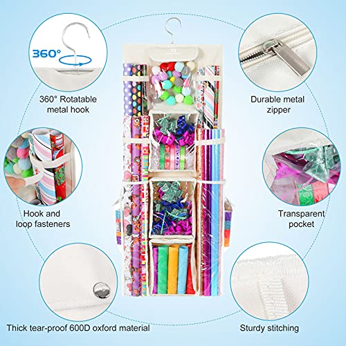 Freegrace-Double-Sided-Hanging-Gift-Wrap-Organizer-Large-16-x-41-Wrapping-Paper-Rolls-Storage-Bag-Tearproof-Space-Saving-Closet-Gift-Bag-Organization-Solution-Beige