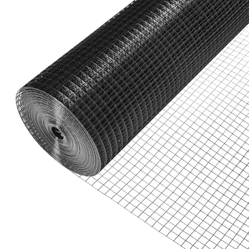 1/2 Inch Hardware Cloth 16x50 FT - Black Vinyl Coated Chicken Wire Mesh 19 Gauge Galvanized Steel Fence Roll for Chicken Coops Garden Protection Rabbit Cages & DIY Projects