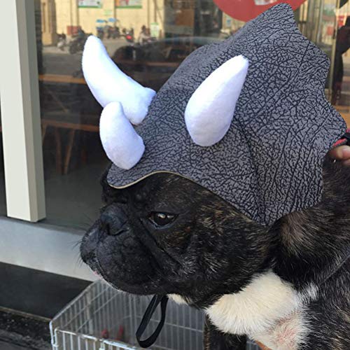 Dog Dinosaur Costume, Triceratops Pet Hat Headdress Dog Cat Dress Up Party Costume Cosplay Cute Horn Headdress - Image 2
