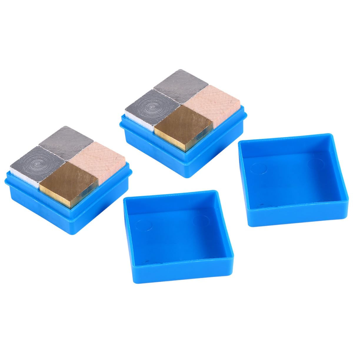 Cubos Metálicos para Estudiar Densidad de Cobre, Hierro y Aluminio Juego de 8 Almacenamiento Plástico Compacto en Aulas de Física