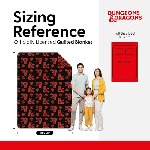 Image of Northwest Dungeons & Dragons inchHeed The Call inch Twin Quilted Blanket, Cozy Fantasy Bedding for Gamers, Kids & Adults, Throw for Bedroom, Sofa, or Game Room Decor, 60 x 90 Inches