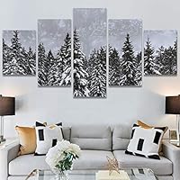 SIGNWIN 5 Panel Canvas Wall Art Rustic Woods for Home Decorations Ready to Hang - 60