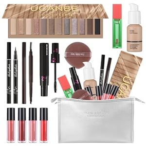 Makeup Set for Women Full kit, Makeup bag with 12 Color Nude Eyeshadow Palette, Mascara, Lip gloss, Blush & Foundation, Beauty blender, Eyeliner Pen, Eyebrow Pencil All in One Gift Set