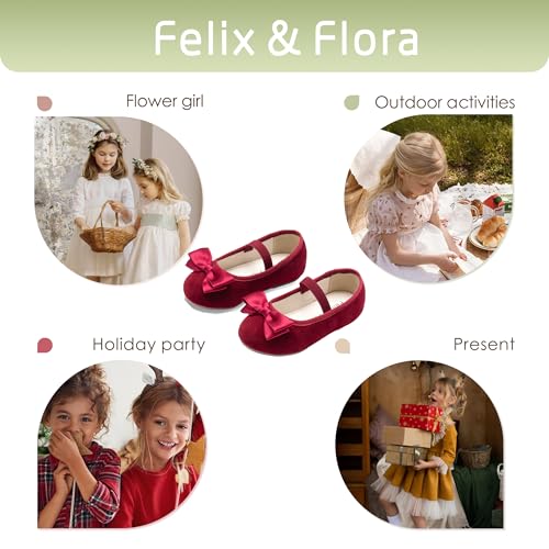 Image of Felix & Flora Toddler Flower Girl Dress Shoes - Girl Ballet Flats Party School Shoes Wedding