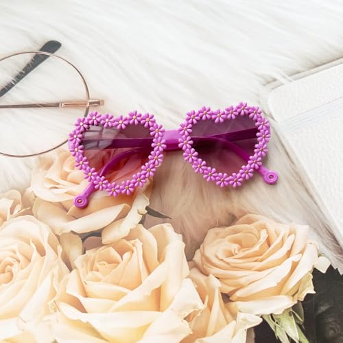 Image of Ridering 3Pcs Toddle Kids Heart sunglasses,Girl Cute Flower Sunglasses UV400 Protection Fit For Toddler Age 2-4 Sunglasses