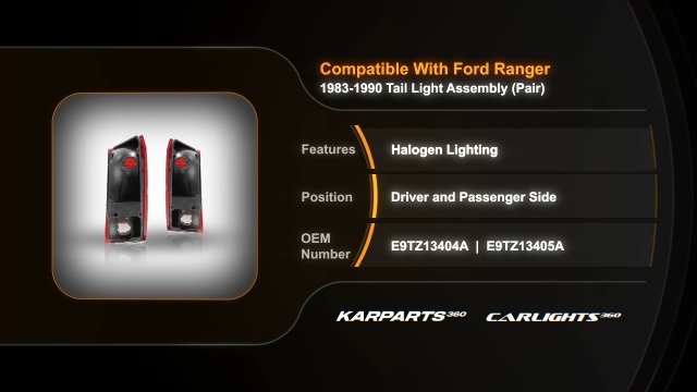 Replacement Tail Lights Without Bulbs 1983-1990 Ford Ranger Tail