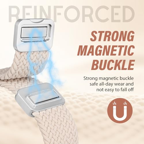 Image of TOYOUTHS Braided Magnetic Band Compatible with Apple Watch Bands 38 /40 /41 /42 /44 /45 /46 /49mm Women Men, Dressy Celtic Metal Stretchy Elastic Strap for iWatch Series 11 10 9 8 7 6 5 4 SE /Ultra 3 2 1