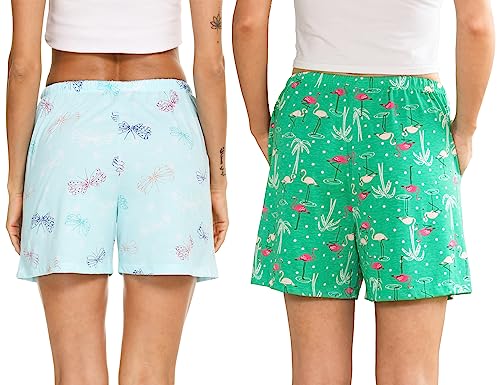 Image of ENJOYNIGHT Women Pajama Shorts Cotton Lounge Bottoms Sleep Shorts with Drawstring & Pockets