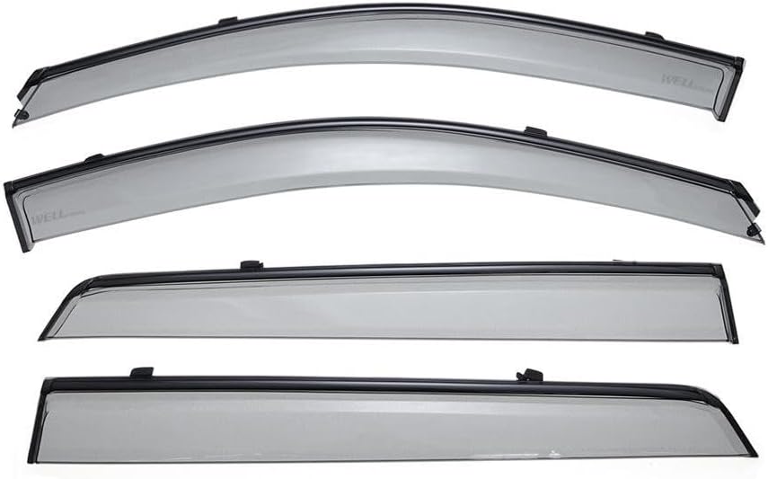 WellVisors Window Visors Wind Deflectors Compatible with Hyundai Santa Fe 2007-2012 with Black Trim Rain Guards 3-847HY002