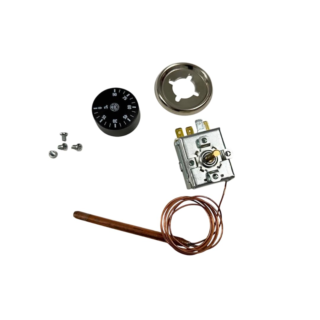 Kit Termostato Imit TR2 0-90ºC | Incluye Mando regulador y embellecedor Compatible Imit | Controlador de Temperatura | Regulador térmico analógico | Recambio Universal para calefacción