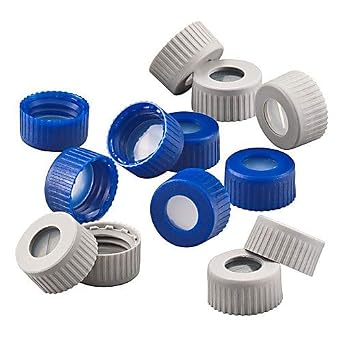 Chemglass CV-3841-0009, Blue Certified Bonded Closure for Mass Spec ILT LC-Clean, 0.40" PTFE/Silicone, 9mm Thread, Pack of 100