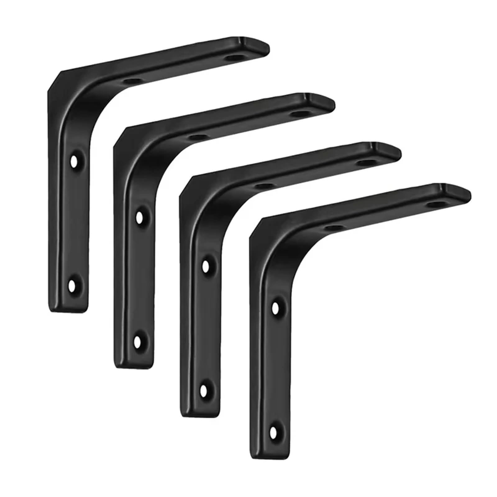 Staffe A L Mensole da parete galleggianti in acciaio inox bianco Bore Stand Supporto Hardware Home(White-B,4pcs)