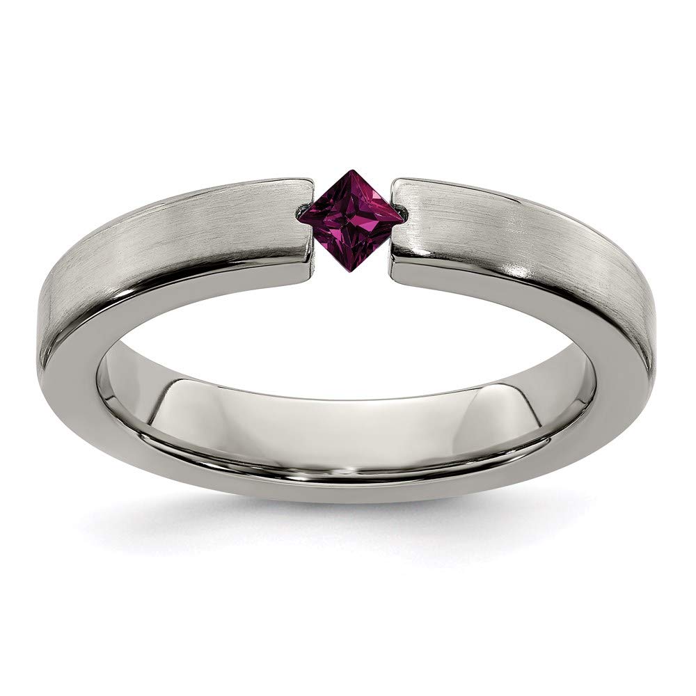 ICE CARATSICE CARATS Edward Mirell Titanium Brushed Rhodolite Red Garnet 4mm Wedding Ring Band Size 7.00 Stone Gemstone Fashion Jewelry Gifts for Women