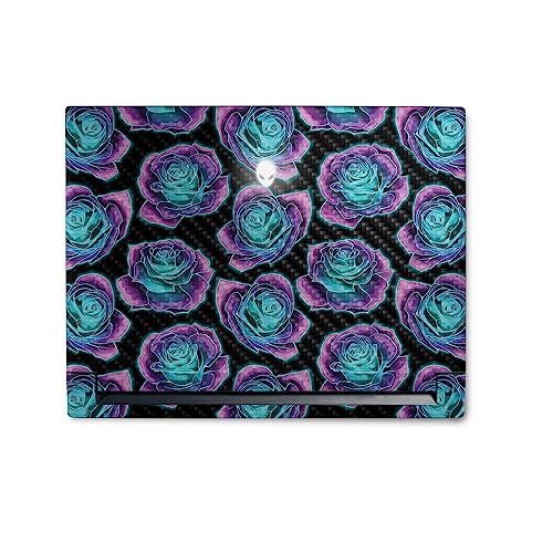 Image of MightySkins Carbon Fiber Skin Compatible with Alienware M18 R1 (2023) Full Wrap Kit - Crystalline Roses | Protective, Durable Textured Carbon Fiber Finish | Easy to Apply | Made in The USA