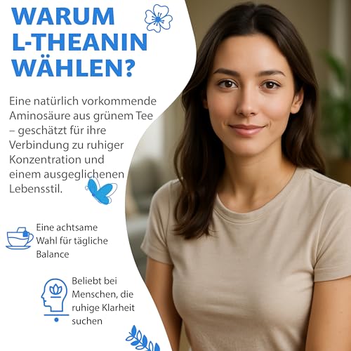L-Theanin 500 mg – 180 Vegane Kapseln – Hochdosierte Aminosäure aus Grüntee | 6-Monatsvorrat | 98% Rein, Keine Zusatzstoffe | Hergestellt in Dänemark
