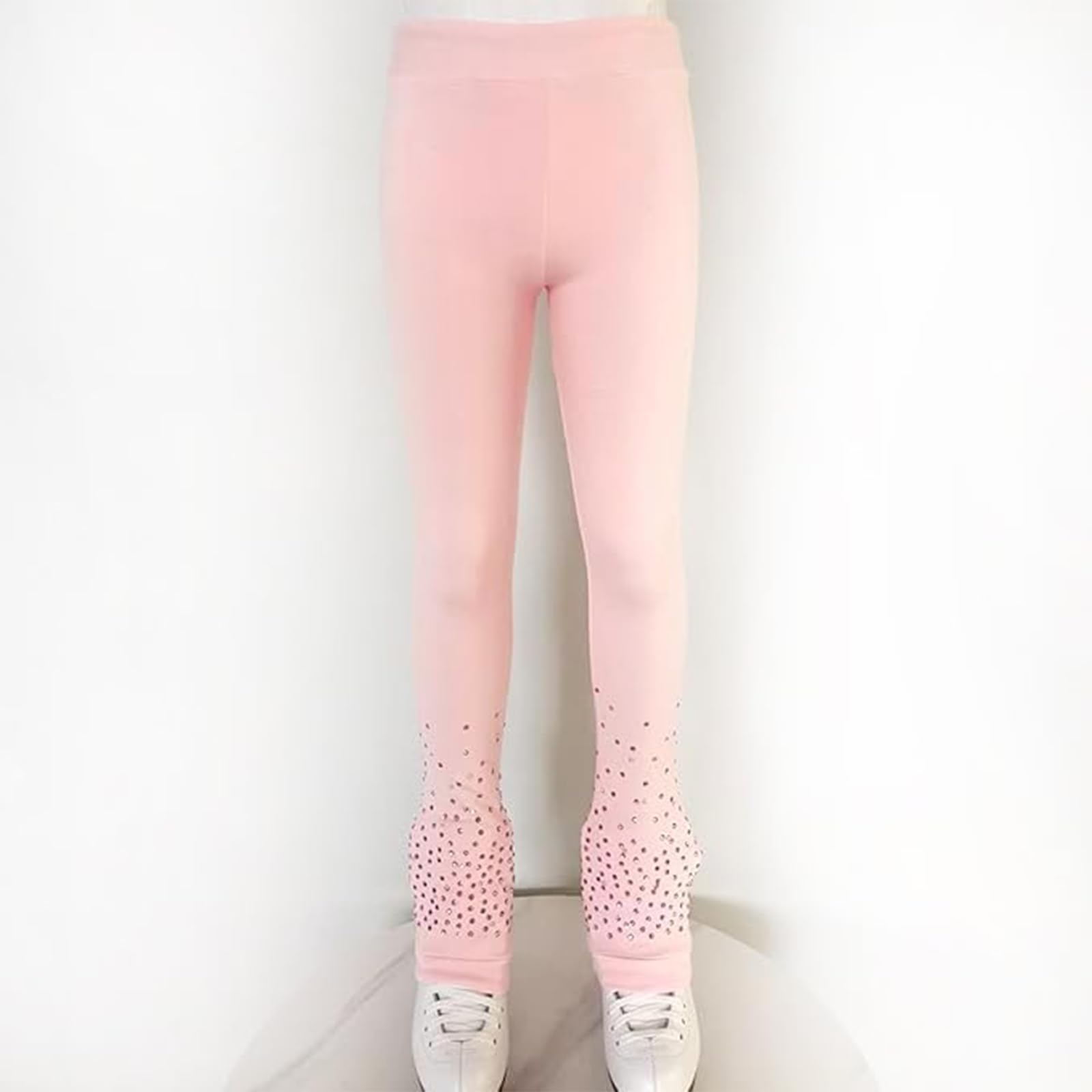 LIUHUO Figure Skating Pants Girls Women Pink Polyster Fleece Quality Stones Ice Skating Leggings