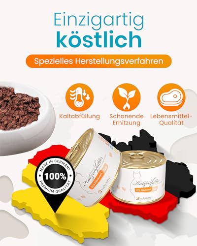 Lucky-Kitty Katzenfutter Nass Pute, 95% Fleisch I Katzenfutter ohne Getreide & Zucker, Lebensmittelqualität I Nassfutter für Katzen, Keine Zusätze I Kittenfutter Made in Germany I 4x200g