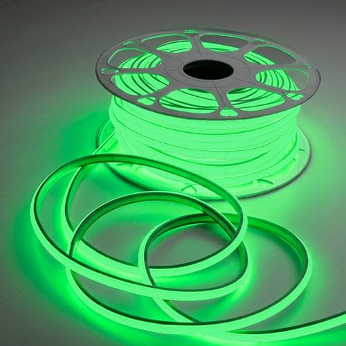 Image of Forus 20M LED Neon Strip Light Green, 240 LEDs /M High Brightness COB Neon Rope Light, Waterproof IP65 Flexible Silicone Strip, Cuttable LED Light for Home, Bedroom, Wall Decor, Shop, Festival Lighting