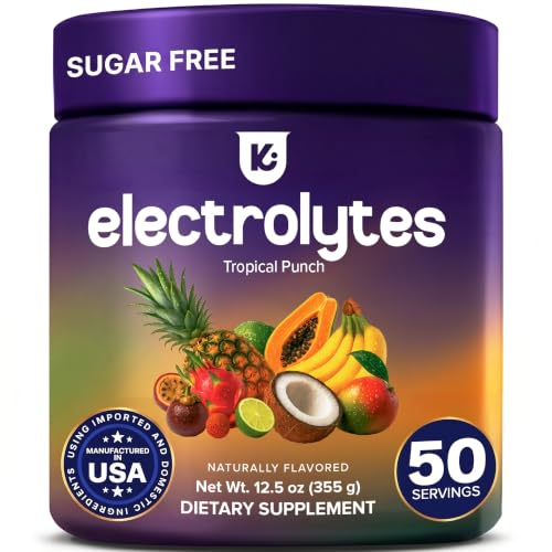 Image of Keppi Sugar Free Electrolytes Powder - Naturally Sweetened Zero Sugar Tropical Punch 12.5oz - Clean Hydration Drink with High Potassium, Magnesium, Trace Minerals - No Calorie Daily Electrolyte Powder