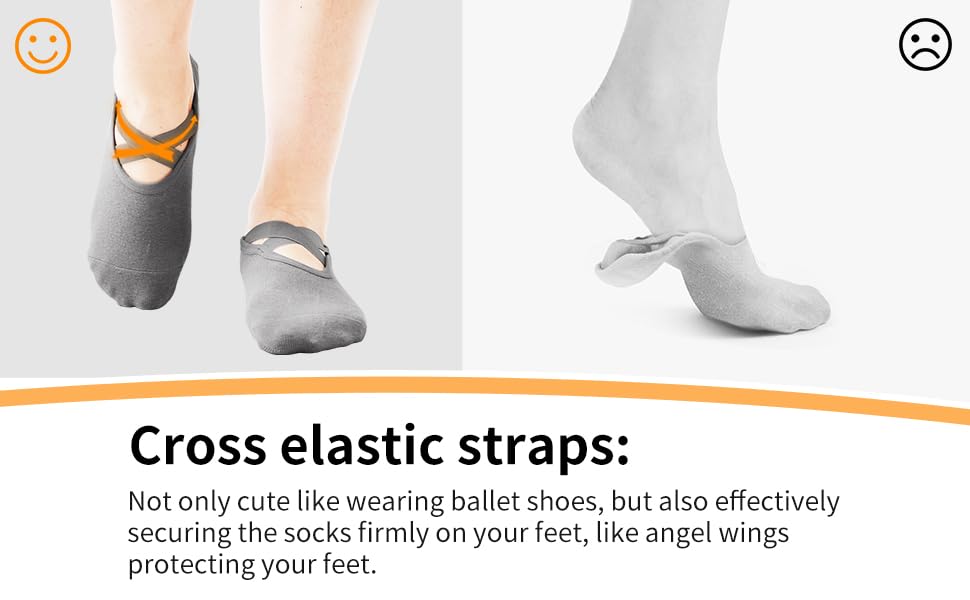 Non-Slip Yoga Socks for Women Grip Straps Socks for Pilates, Pure Barre, Ballet, Dance, Barefoot Workout（3Pairs）3