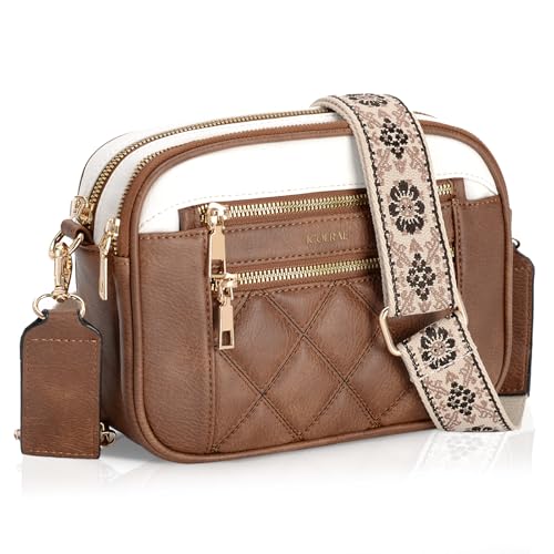 Quilted Crossbody Bags For Women With Wide Strap Vegan Leather Designer Shoulder Handbags Small Purse