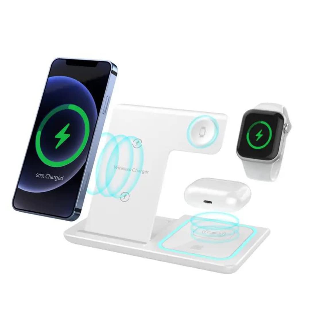 OneWayByCharge Your Devices On-The-Go with the Travel Compact Qi Foldable Charging Stand - 3 in 1 Wireless Charger Station for Apple iPhone 15, iWatch, and AirPods