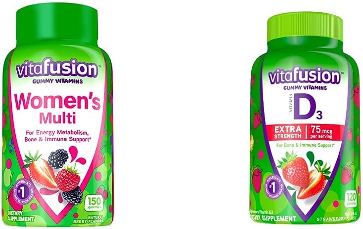 Vitafusion Women's Multivitamin Gummies (150 Count) and Vitamin D3 Gummy Vitamins (120 Count)